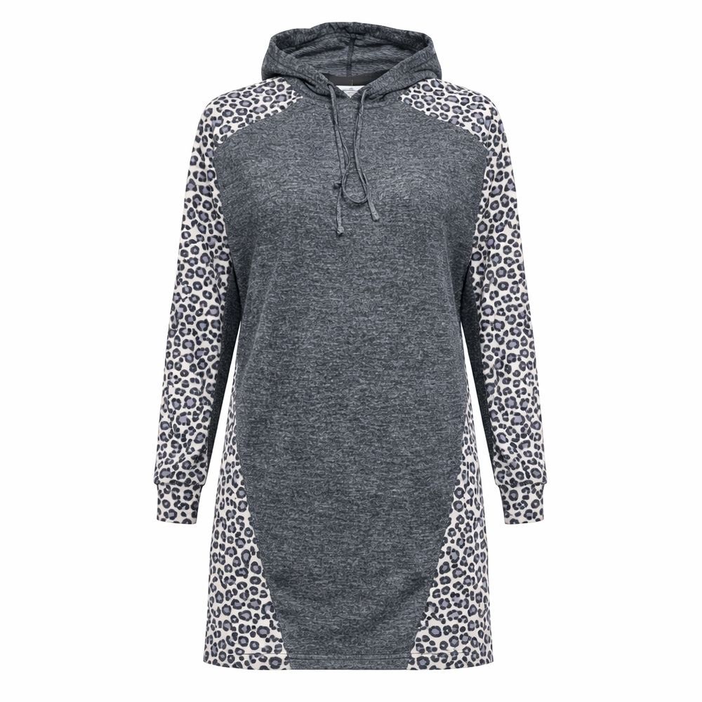 Cupshe Gray Leopard Print Hoodie Dress - NWT